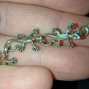 Vintage 925 Silver Handmade Interlocking Gecko Bracelet